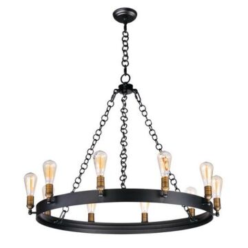 Noble Ten Light Chandelier in Black   Natural Aged Brass by Maxim