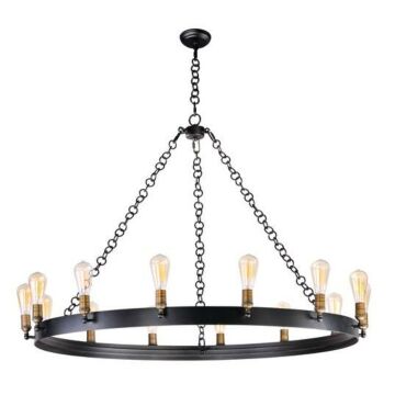 Noble 14 Light Chandelier in Black   Natural Aged Brass by Maxim