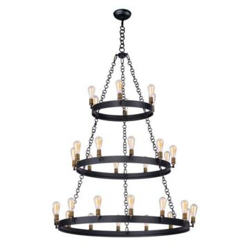 Noble 30 Light Chandelier in Black   Natural Aged Brass by Maxim