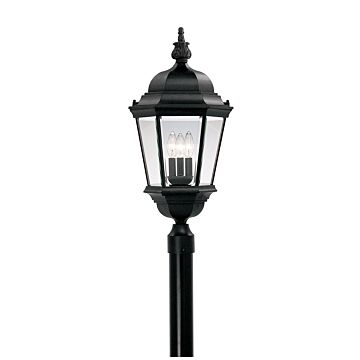 Builder Cast Aluminum 3-Light Post Lantern in Black