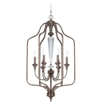 Boulevard Six Light Foyer Chandelier in Mocha Bronze Silver Wash by Craftmade