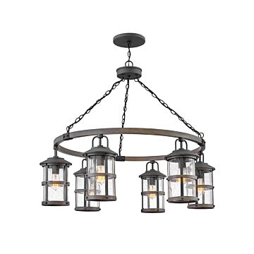 Hinkley Lakehouse 6-Light Outdoor Pendant In Aged Zinc