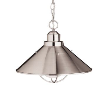 Seaside One Light Outdoor Pendant in Brushed Nickel by Kichler