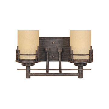 Mission Ridge 2-Light Bathroom Vanity Light Bar in Warm Mahogany