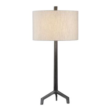 Ivor 1-Light Table Lamp in Raw Steel with Burnished Distressing