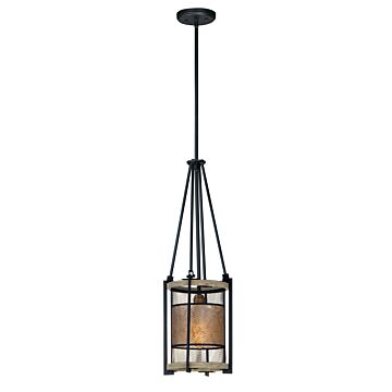 Boundry One Light Pendant in Black   Barn Wood   Antique Brass by Maxim