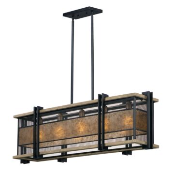 Boundry Five Light Linear Pendant in Black   Barn Wood   Antique Brass by Maxim