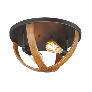 Compass Two Light Flush Mount in Antique Pecan   Black by Maxim