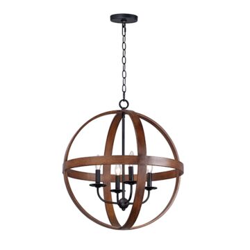 Compass Four Light Pendant in Antique Pecan   Black by Maxim