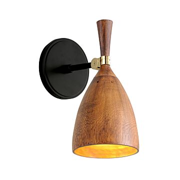 Corbett Utopia by Martyn Lawrence Bullard Wall Sconce in Black Brass Acacia Wood Shades