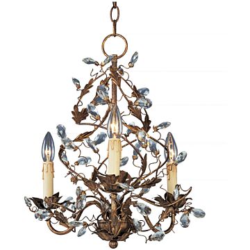 Elegante Three Light Chandelier in Etruscan Gold by Maxim