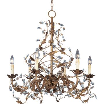 Elegante Six Light Chandelier in Etruscan Gold by Maxim