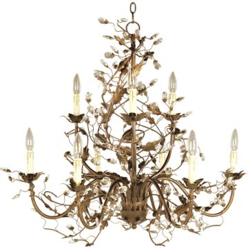 Elegante Nine Light Chandelier in Etruscan Gold by Maxim