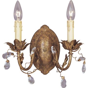 Elegante Two Light Wall Sconce in Etruscan Gold by Maxim