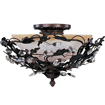 Elegante Three Light Semi Flush Mount in Oil Rubbed Bronze by Maxim