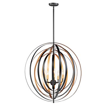 Radial Five Light Pendant in Black   Gold by Maxim