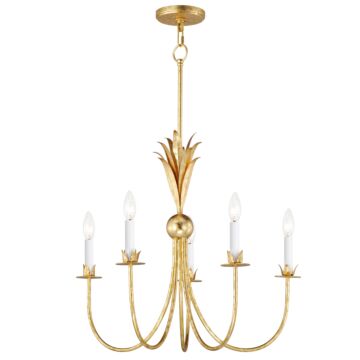 Paloma Five Light Chandelier in Gold Leaf by Maxim
