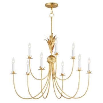 Paloma Nine Light Chandelier in Gold Leaf by Maxim