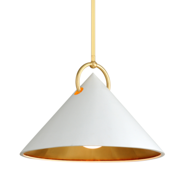 Charm One Light Pendant in Gold Leaf White by Corbett Lighting