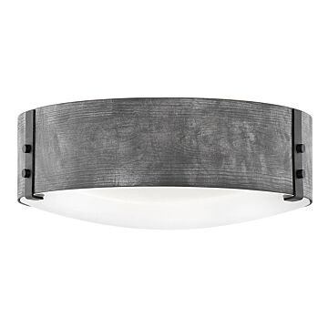 Hinkley Sawyer 3-Light Flush Mount Outdoor Ceiling Light In Aged Zinc