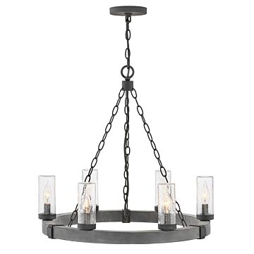 Hinkley Sawyer 6-Light Outdoor Pendant In Aged Zinc