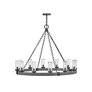 Hinkley Sawyer 12-Light Outdoor Pendant In Aged Zinc