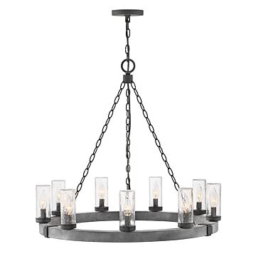 Hinkley Sawyer 9-Light Outdoor Pendant In Aged Zinc