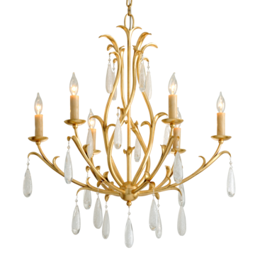 Prosecco Six Light Chandelier in Gold Leaf by Corbett Lighting