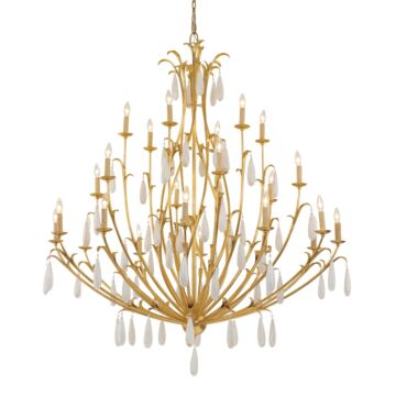 Prosecco 24 Light Chandelier in Gold Leaf by Corbett Lighting