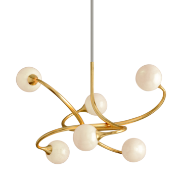 Corbett Signature 6 Light Modern Chandelier in Gold Leaf