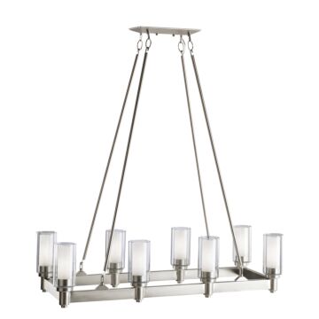 Circolo Eight Light Linear Chandelier in Brushed Nickel by Kichler