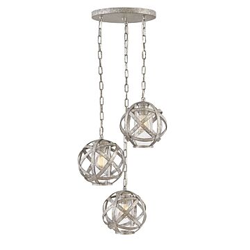 Hinkley Carson 3-Light Outdoor Pendant In Weathered Zinc