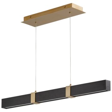 Decca LED Pendant in Aged Brass W Black Oak by Oxygen