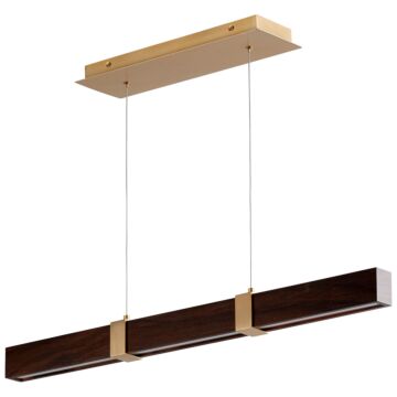 Decca LED Pendant in Aged Brass W Walnut by Oxygen
