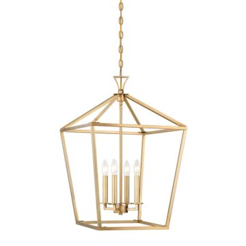 Townsend Four Light Pendant in Warm Brass by Savoy House