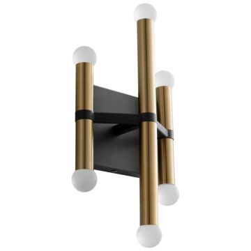 Nero LED Wall Sconce in Black W Aged Brass by Oxygen