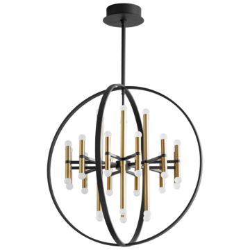 Nero LED Chandelier in Black W Aged Brass by Oxygen
