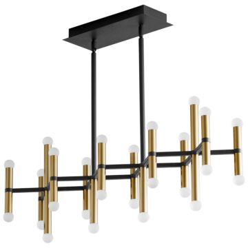 Nero LED Linear Ceiling Mount in Black W Aged Brass by Oxygen