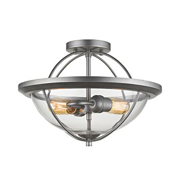 Z-Lite Persis 2-Light Semi Flush Mount Ceiling Light In Old Silver