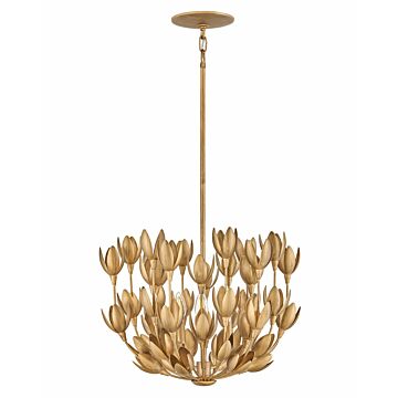 Hinkley Flora 3-Light Semi-Flush Ceiling Light In Burnished Gold