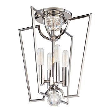 Waterloo Four Light Semi Flush Mount in Polished Nickel by Hudson Valley