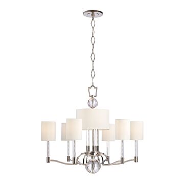 Waterloo Nine Light Chandelier in Polished Nickel by Hudson Valley