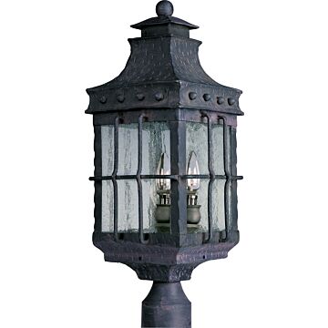 Nantucket Three Light Outdoor Pole Post Lantern in Country Forge by Maxim