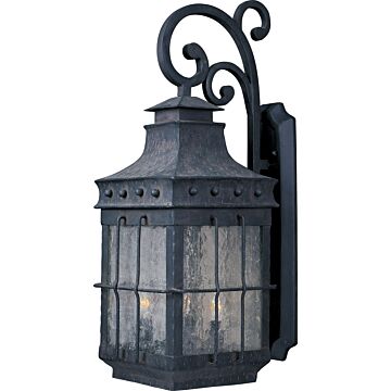 Nantucket Three Light Outdoor Wall Lantern in Country Forge by Maxim