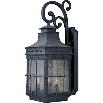 Nantucket Four Light Outdoor Wall Lantern in Country Forge by Maxim
