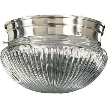 3012 Ribbed Mushrooms One Light Ceiling Mount in Satin Nickel by Quorum International