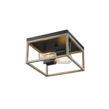 Bonnie Two Light Flushmount in Matte Black Grey Wood by Millennium
