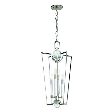Waterloo Four Light Pendant in Polished Nickel by Hudson Valley