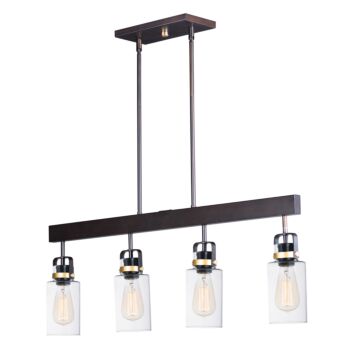 Magnolia Four Light Linear Pendant in Bronze   Gold by Maxim