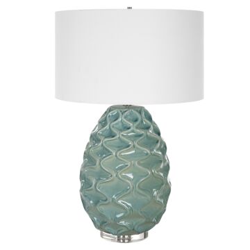 Uttermost 1-Light Laced Up Sea Foam Glass Table Lamp